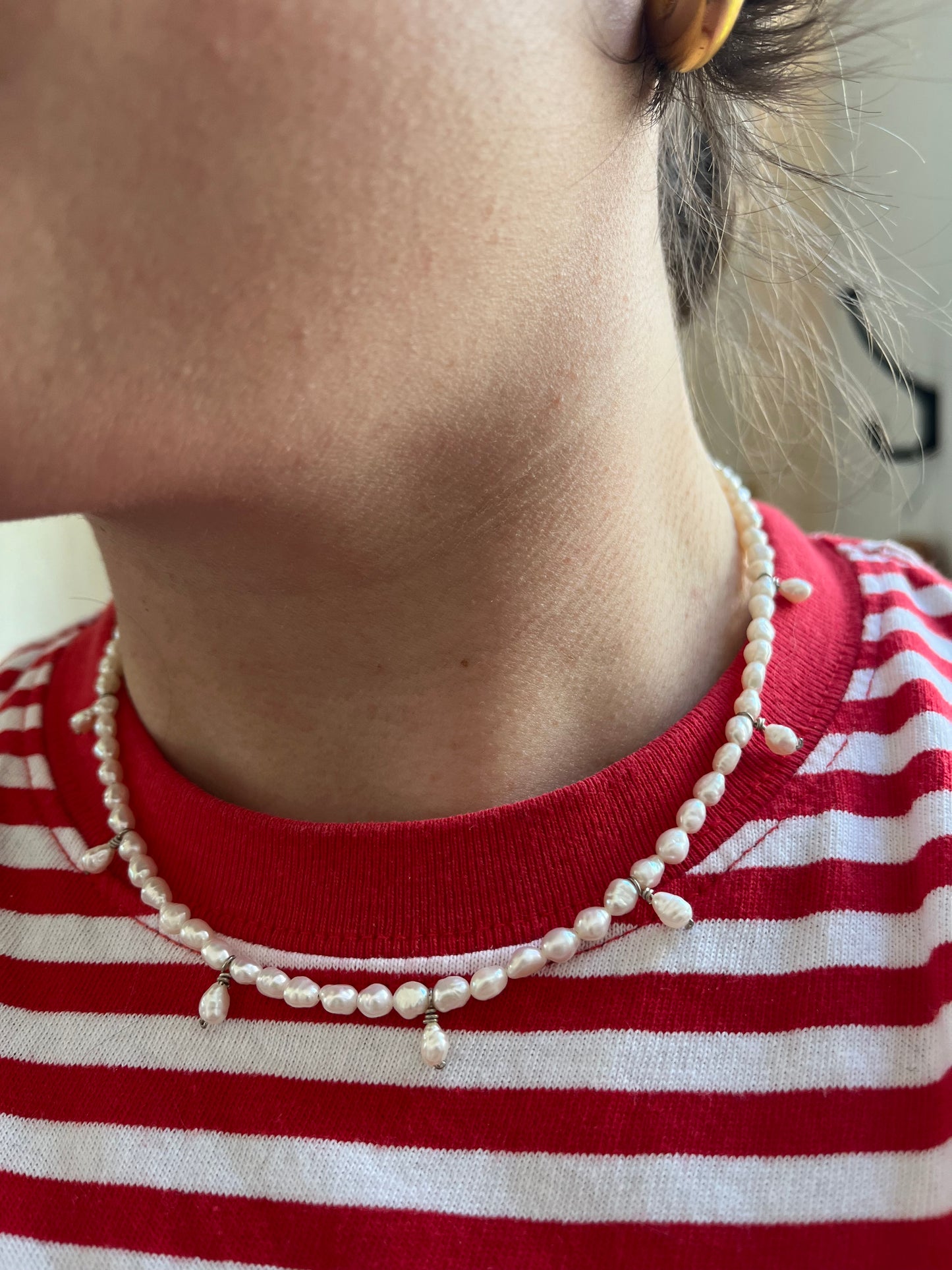 SOPHIE STRINGS PEARLS - PEARL DANGLES 17"
