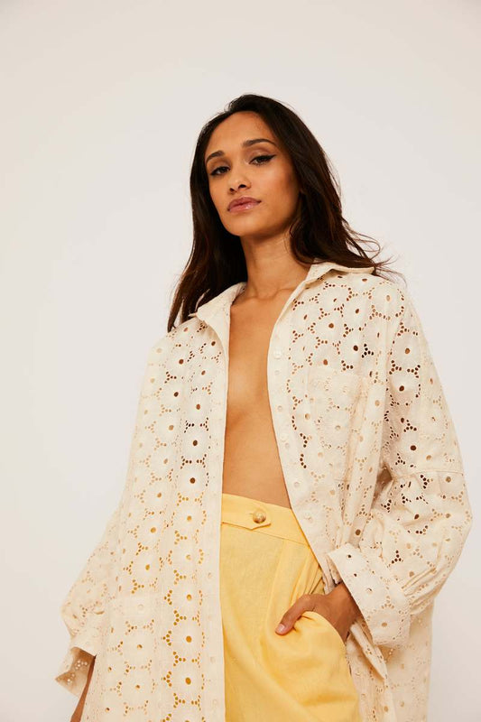 Athena Newton Eyelet Smock Blouse