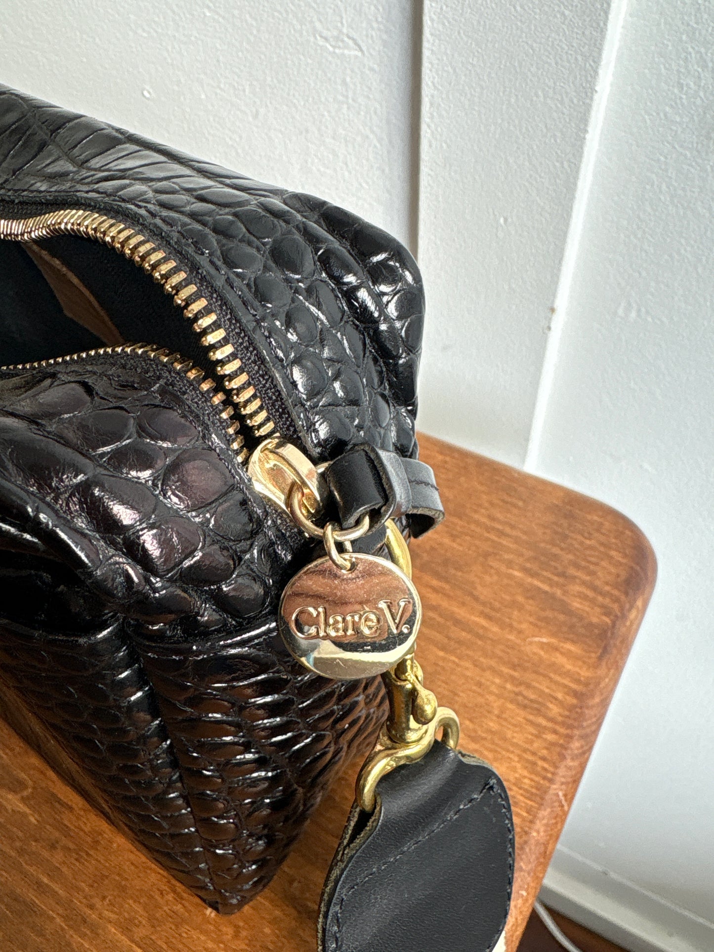 Clare V. Marisol Croc Crossbody